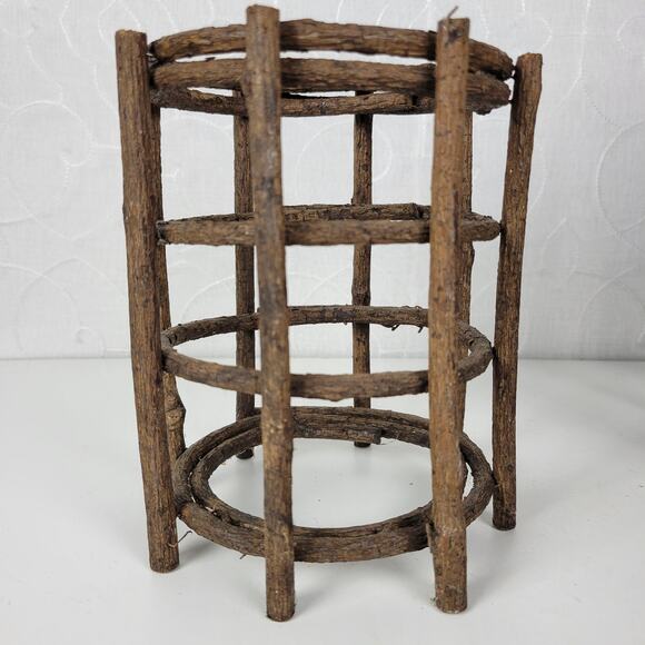 VINTAGE Handmade Candle Holders Brown Primitive Wooden Stick Home Decor Set of 3 - Picture 6 of 15